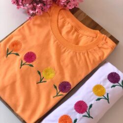 T-Shirt Flor Bordado - Irmãs