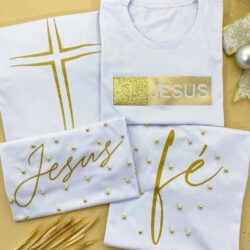 Kit com 4 T-Shirts - Jesus e Fé
