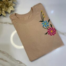T-Shirt Duas Flores - Bordado