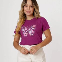 T-Shirt Borboleta de Flores