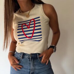 Regata Coração - fundo listrado