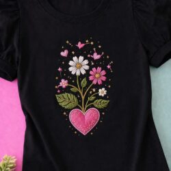 T-Shirt Coração Floral